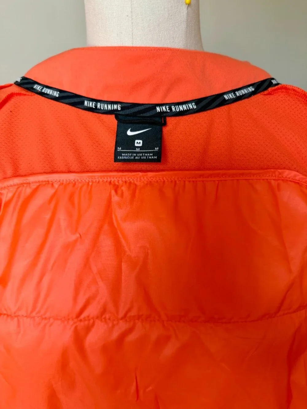 Nike Running Vest Womens M | Orange Puffer Vest | Athletic Sleeveless Jacket |